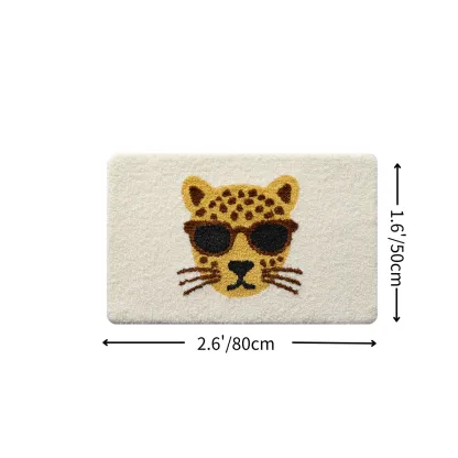 Funky Leopard Print Flocked Rug