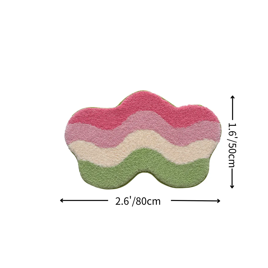Pastel Wavy Cloud Flocked Rug