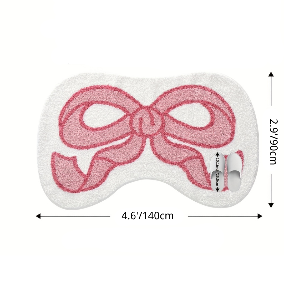 Pink Bowed Flocked Rug
