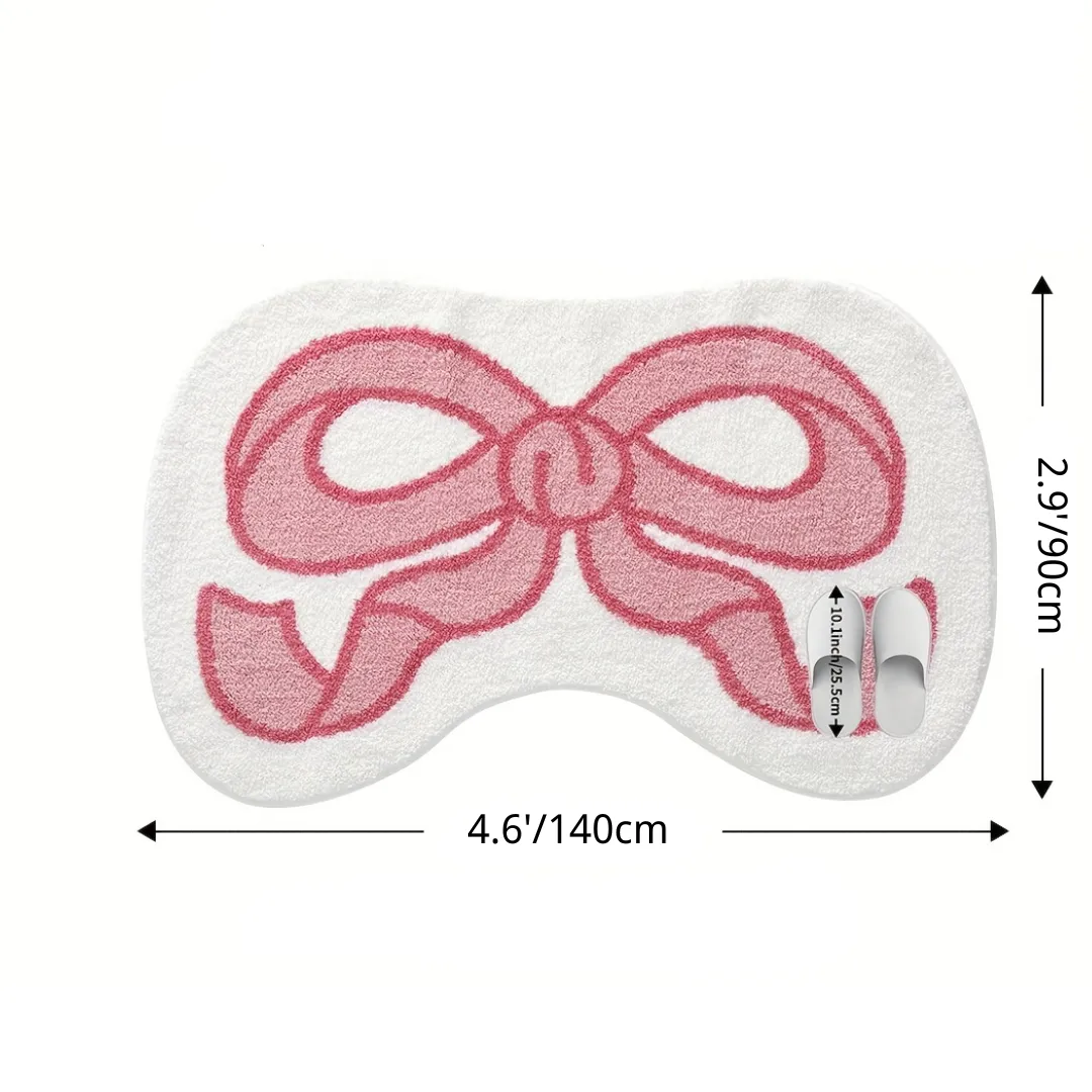 Pink Bowed Flocked Rug