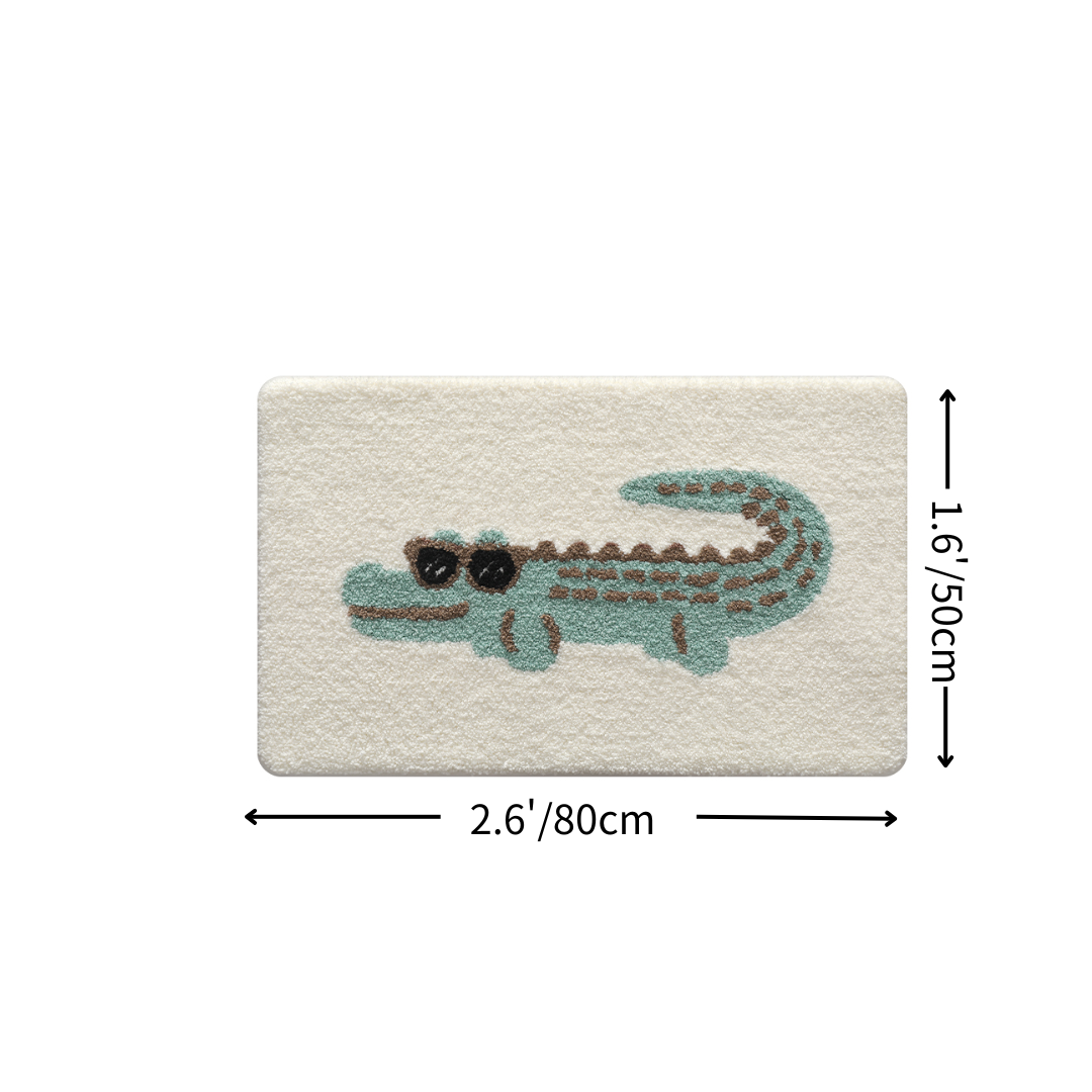 Cartoon Crocodile Flocked Rug