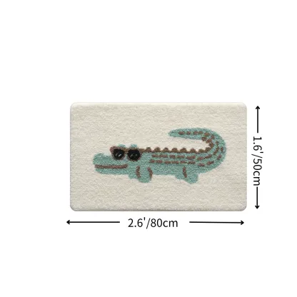 Cartoon Crocodile Flocked Rug