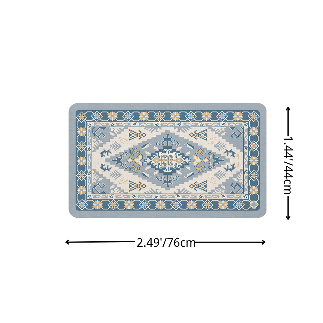 Bohemian Blue Tribal Diatomaceous Earth Bath Mat