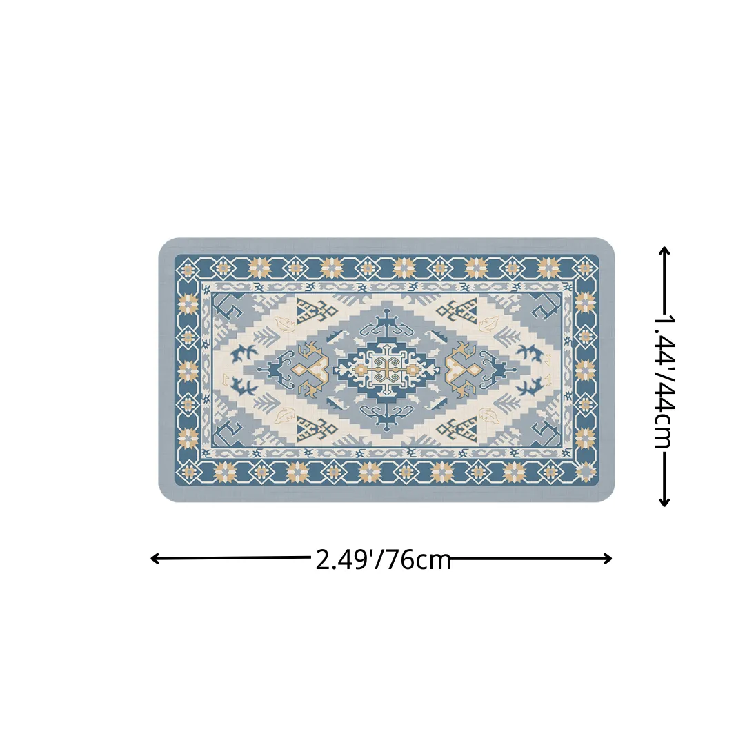 Bohemian Blue Tribal Diatomaceous Earth Bath Mat