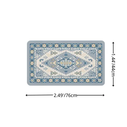 Bohemian Blue Tribal Diatomaceous Earth Bath Mat