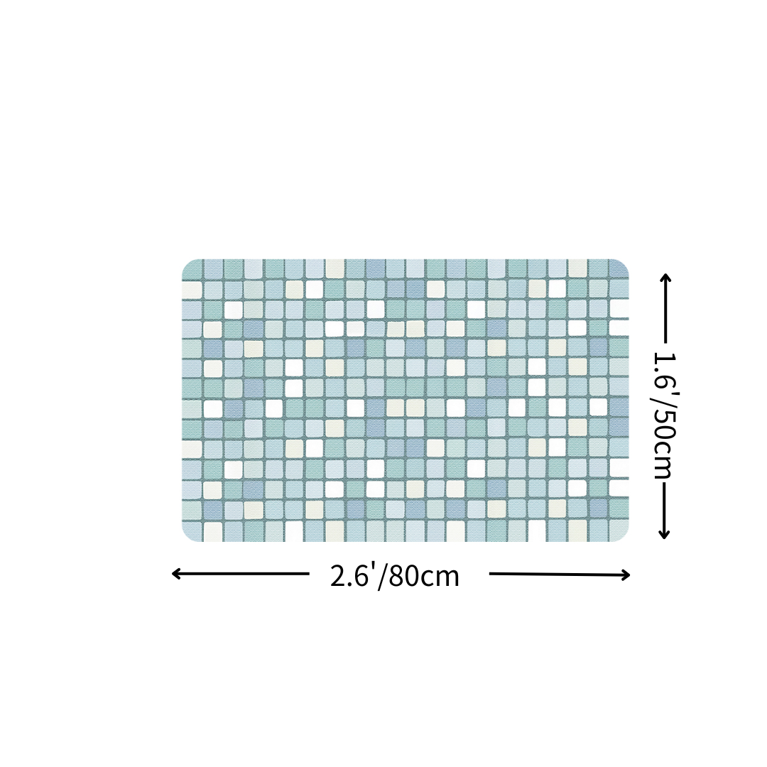 Aqua Blue Grid Diatomaceous Earth Bath Mat