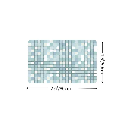 Aqua Blue Grid Diatomaceous Earth Bath Mat