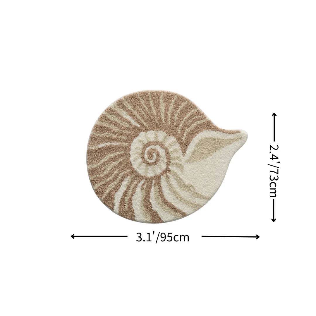 Coastal Spiral Conch Flocked Rug