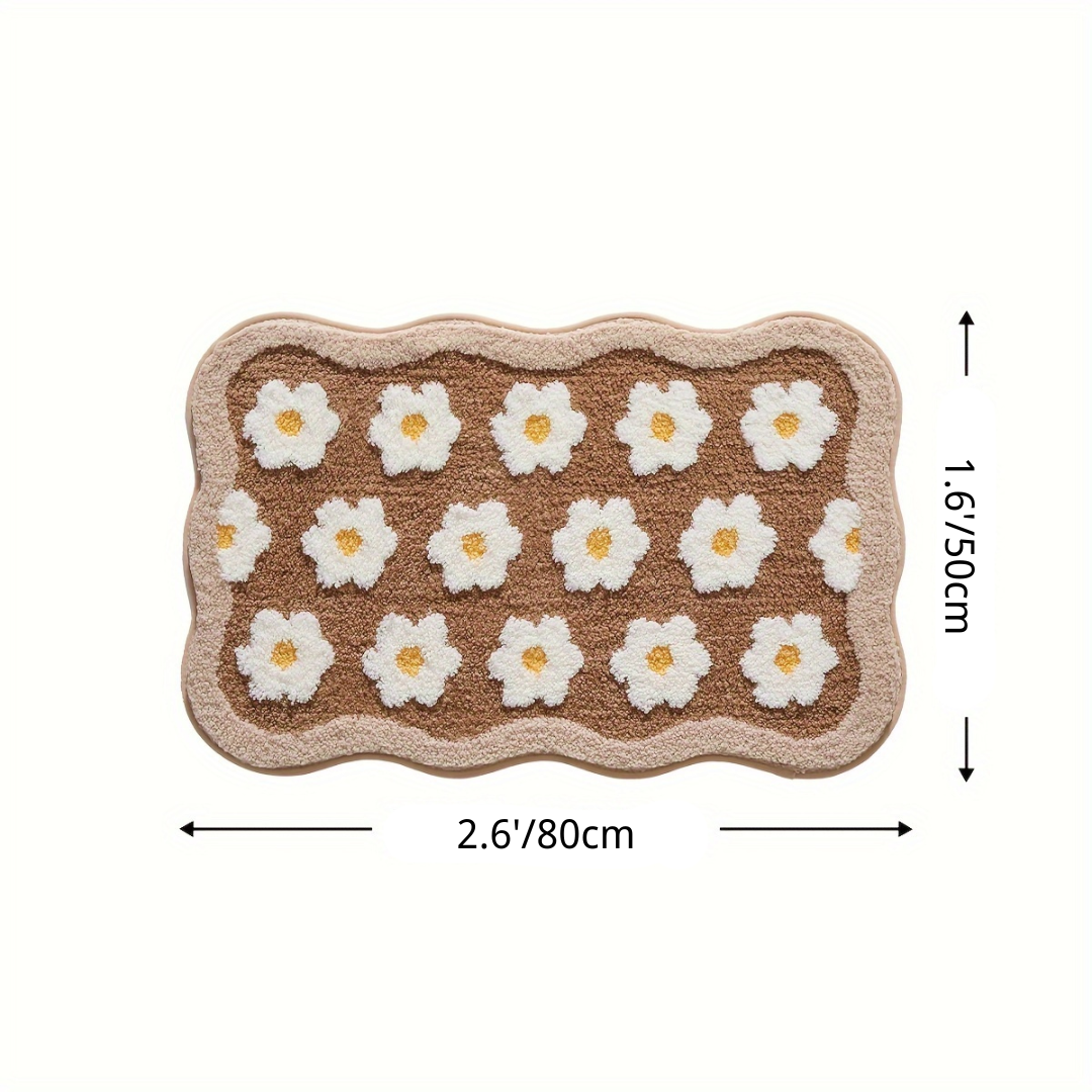 Boho Floral Daisy Flocked Rug
