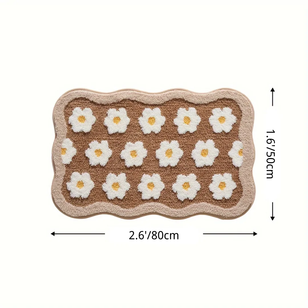 Boho Floral Daisy Flocked Rug