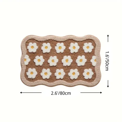Boho Floral Daisy Flocked Rug