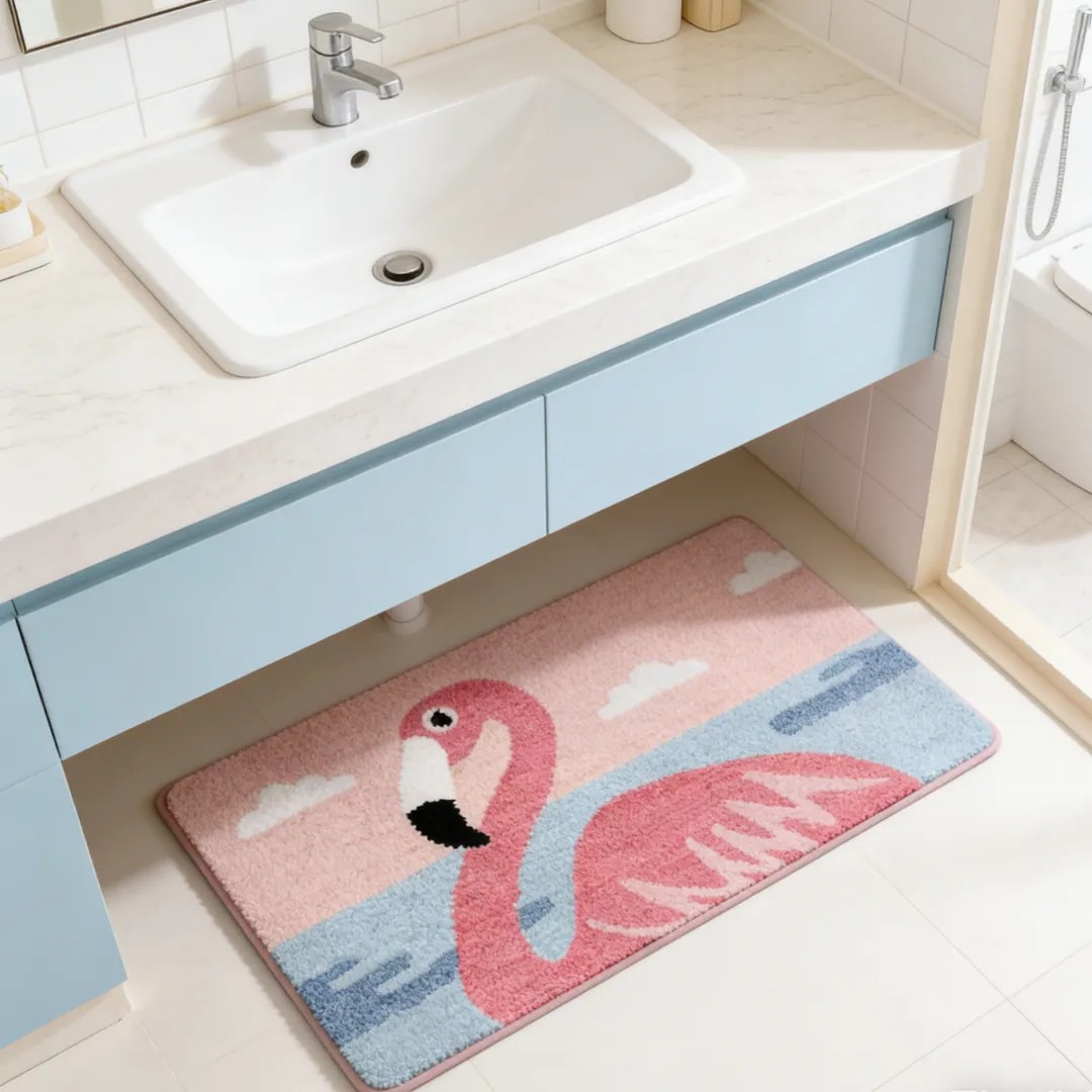 Tropical Flamingo Flocked Rug