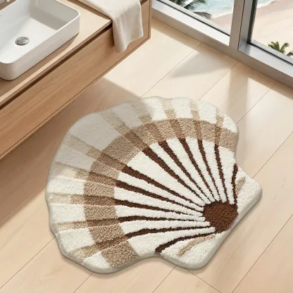 Sand-Toned Scallop Shell Flocked Rug