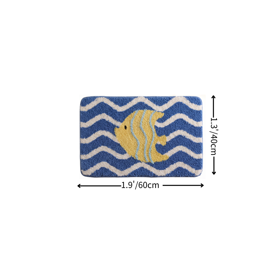 Wave Striped Tropical Fish Flocked Rug