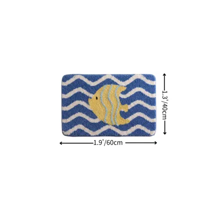 Wave Striped Tropical Fish Flocked Rug