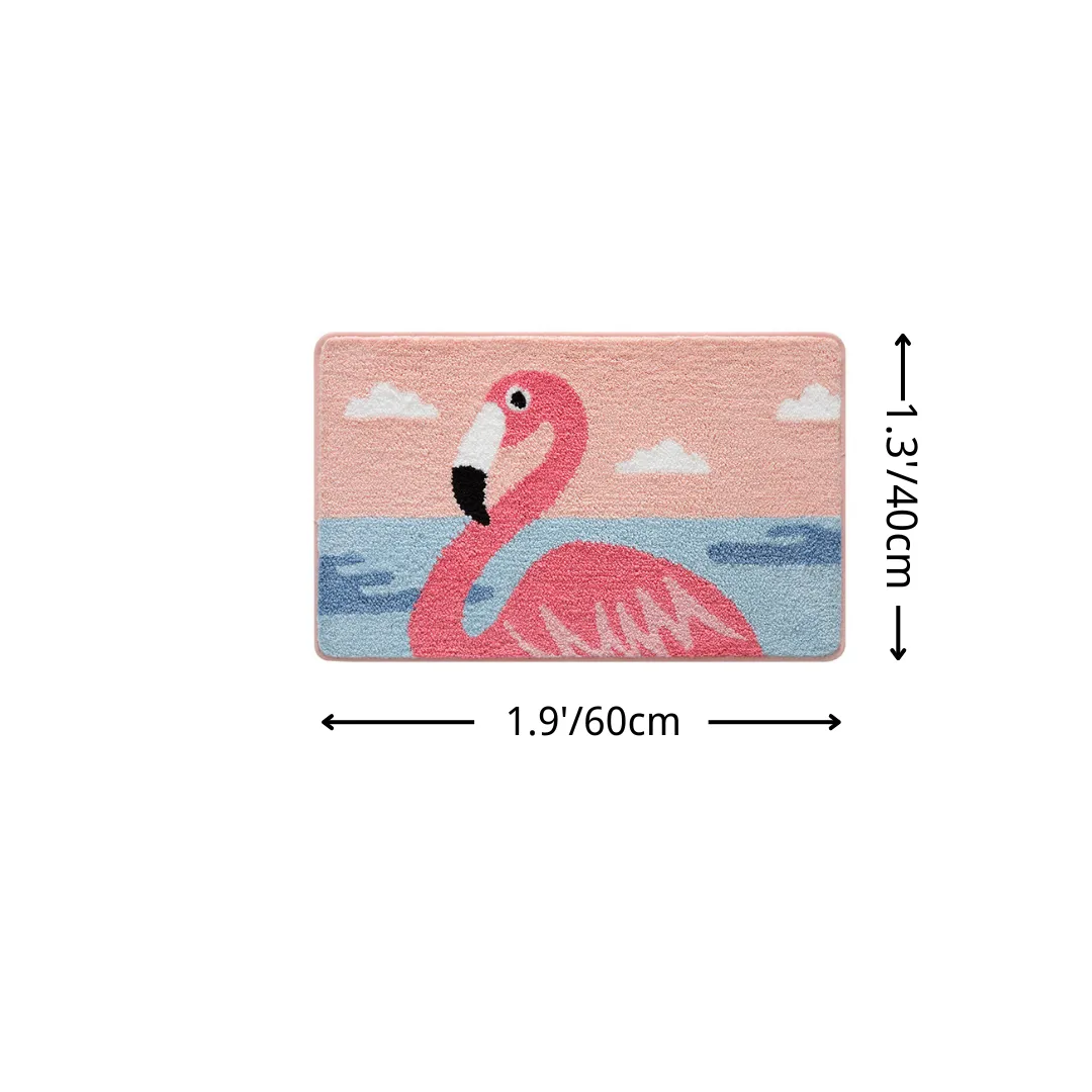 Tropical Flamingo Flocked Rug