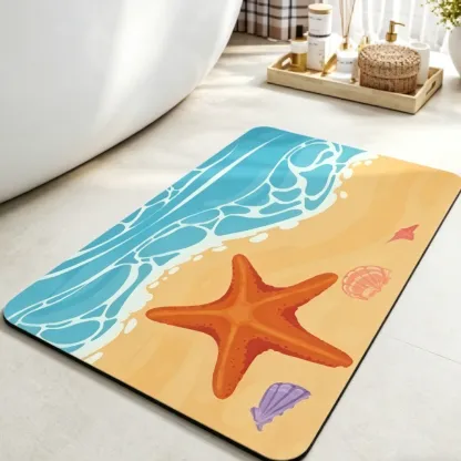 Ocean Starfish Shell Diatomaceous Earth Bath Mat