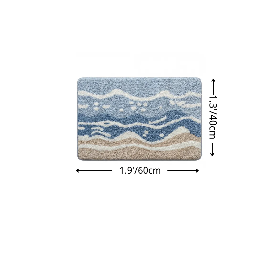 Wavy Ocean Flocked Rug