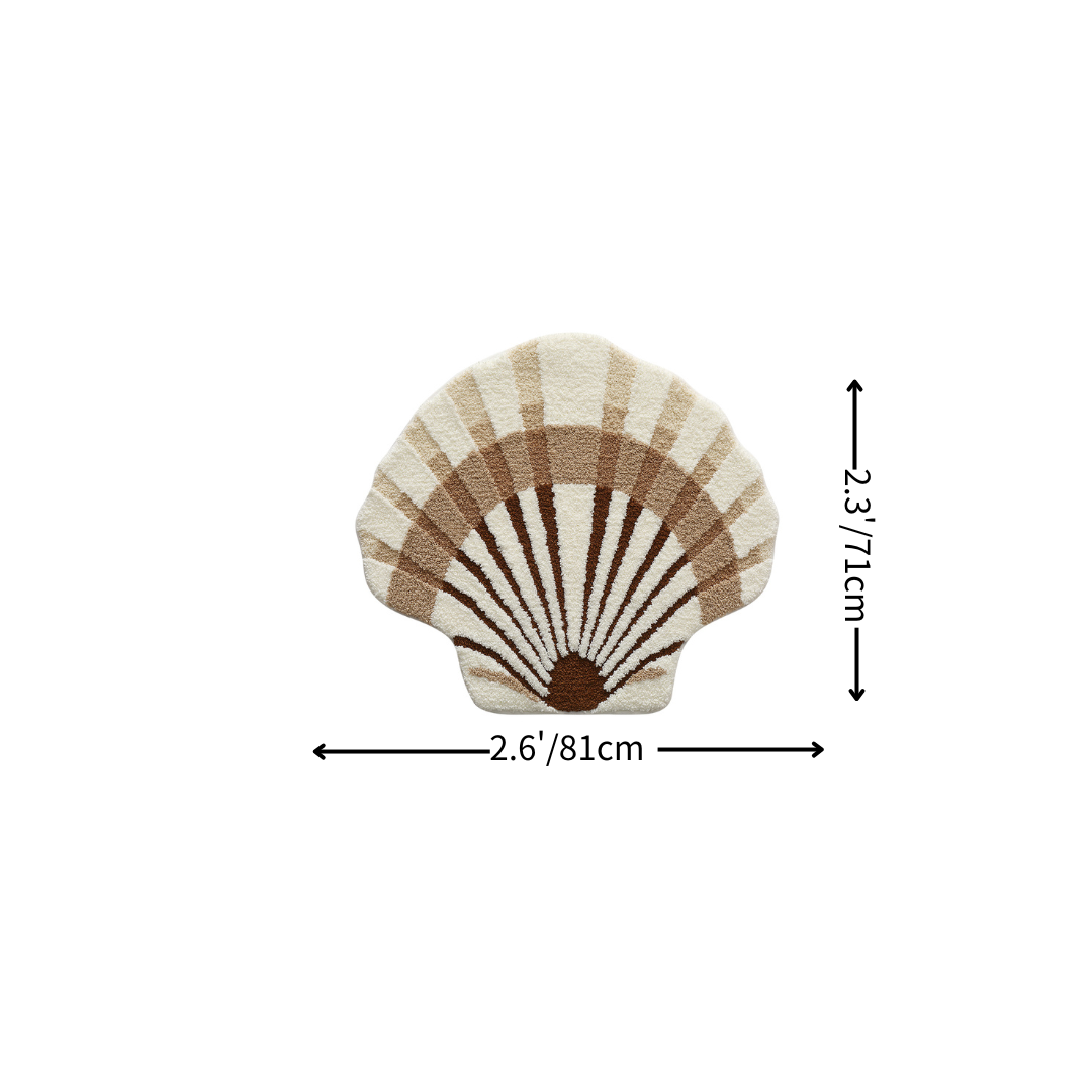 Sand-Toned Scallop Shell Flocked Rug