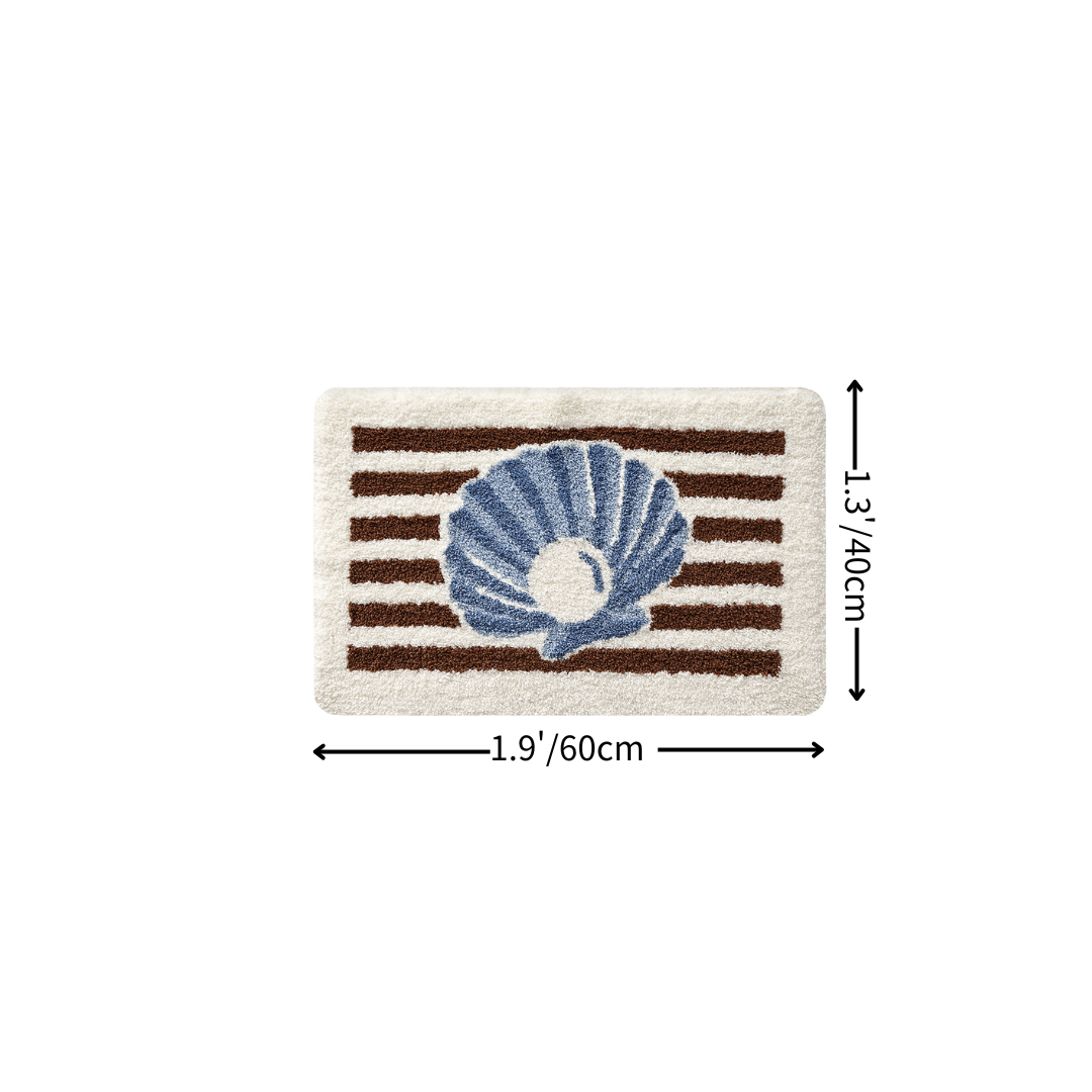 Coastal Shell Stripe Flocked Rug