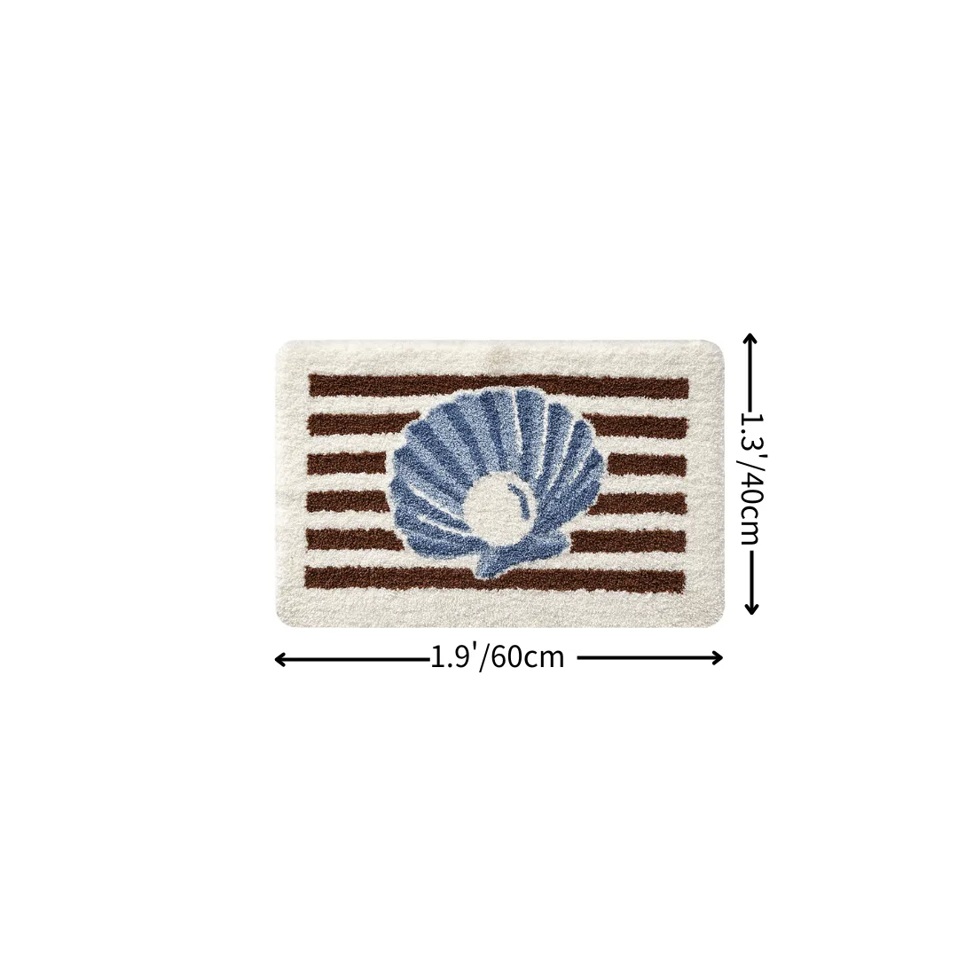 Coastal Shell Stripe Flocked Rug