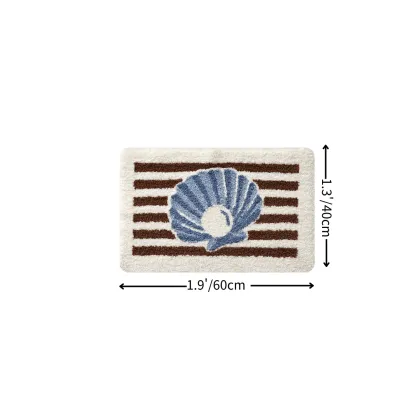 Coastal Shell Stripe Flocked Rug