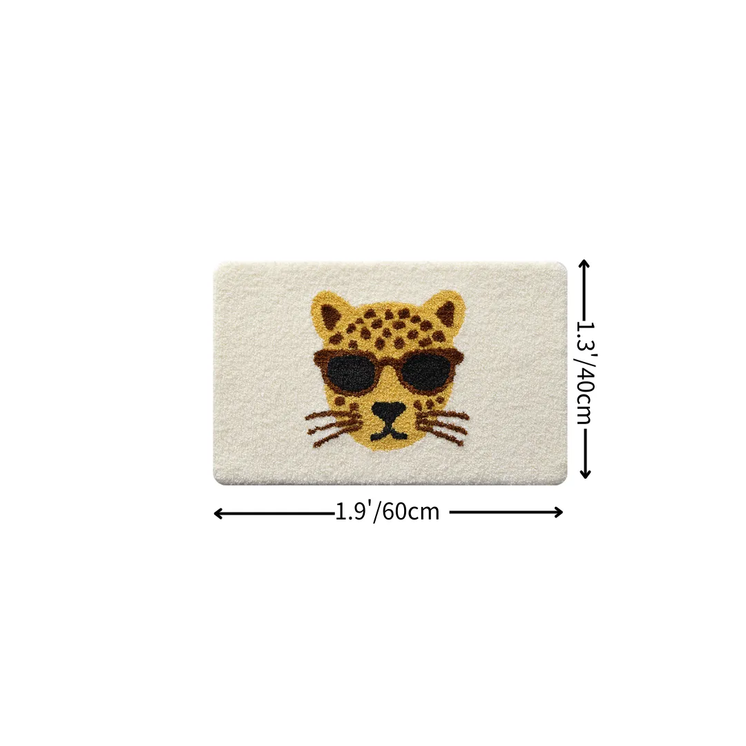 Funky Leopard Print Flocked Rug