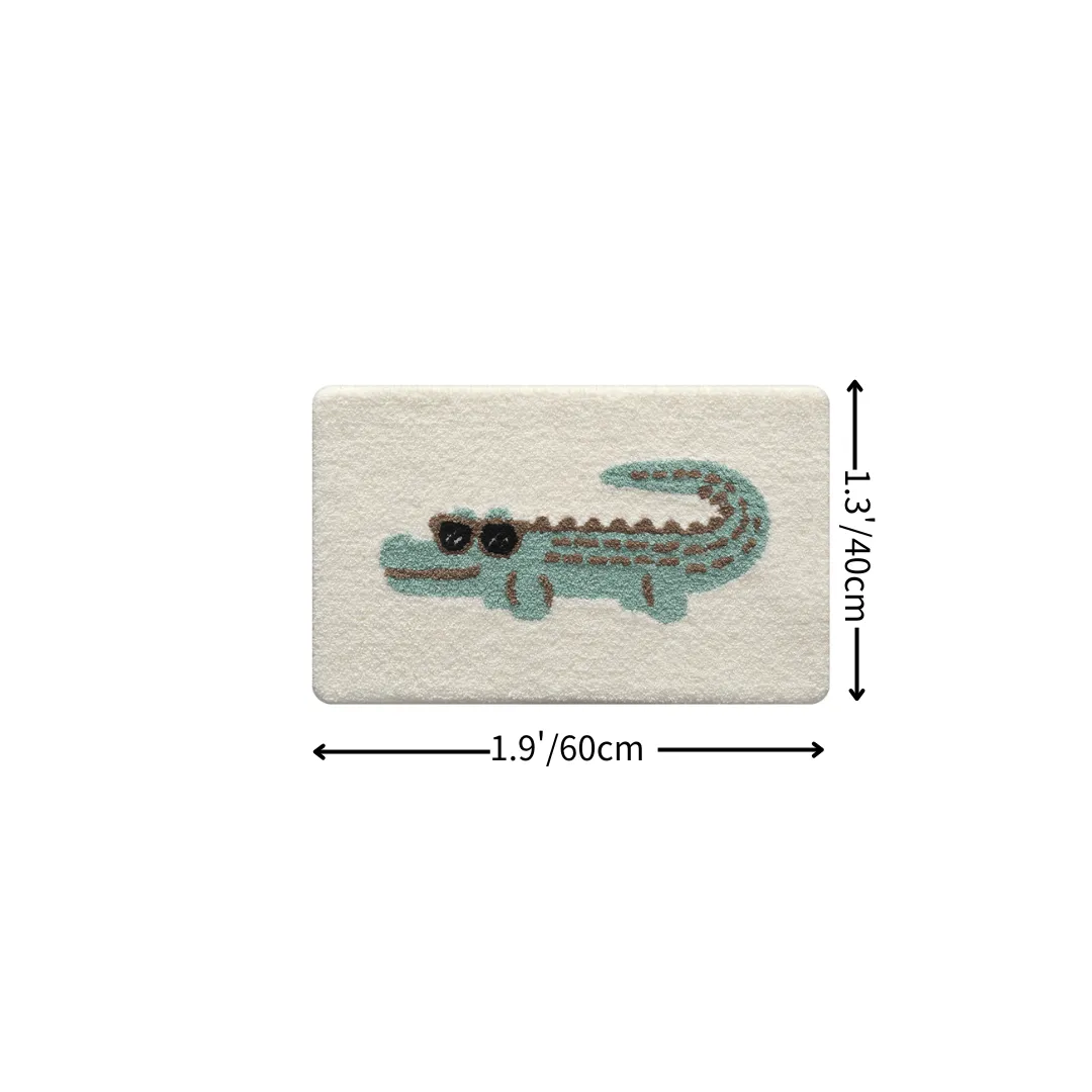 Cartoon Crocodile Flocked Rug
