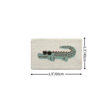 Cartoon Crocodile Flocked Rug