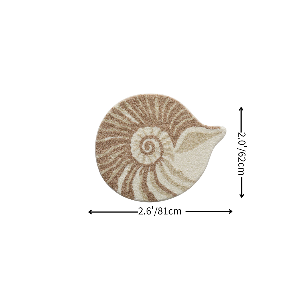 Coastal Spiral Conch Flocked Rug