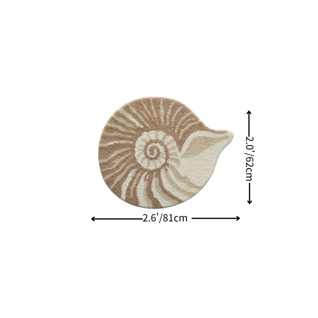 Coastal Spiral Conch Flocked Rug