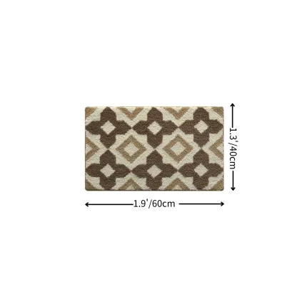Brown Rhombus Grid Flocked Rug