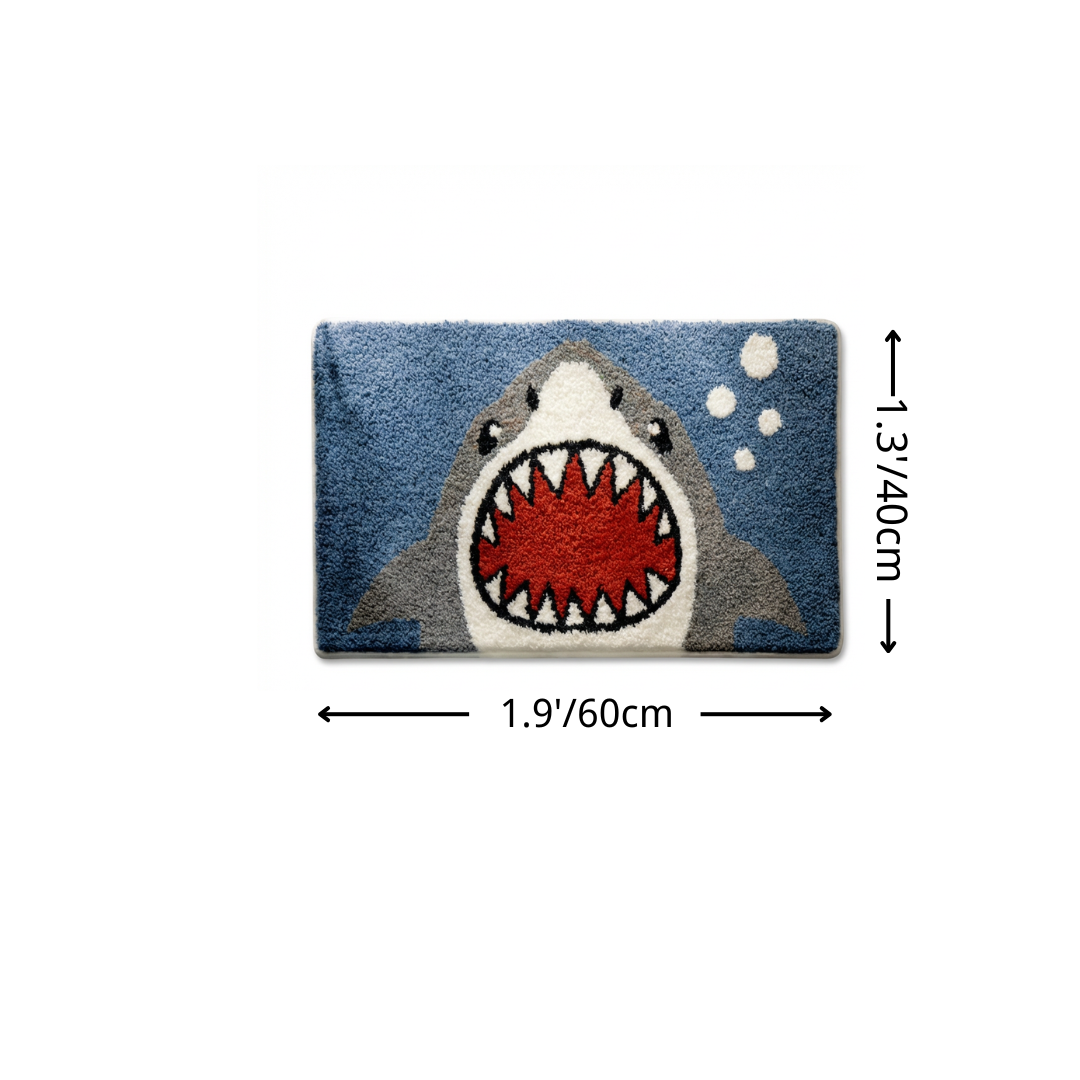 Ocean Predator Shark Flocked Rug