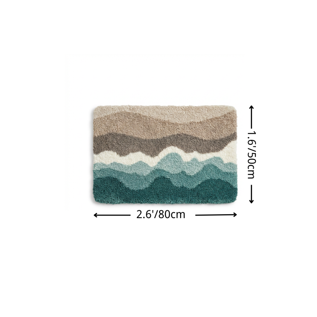 Beach Wave Layered Flocked Rug