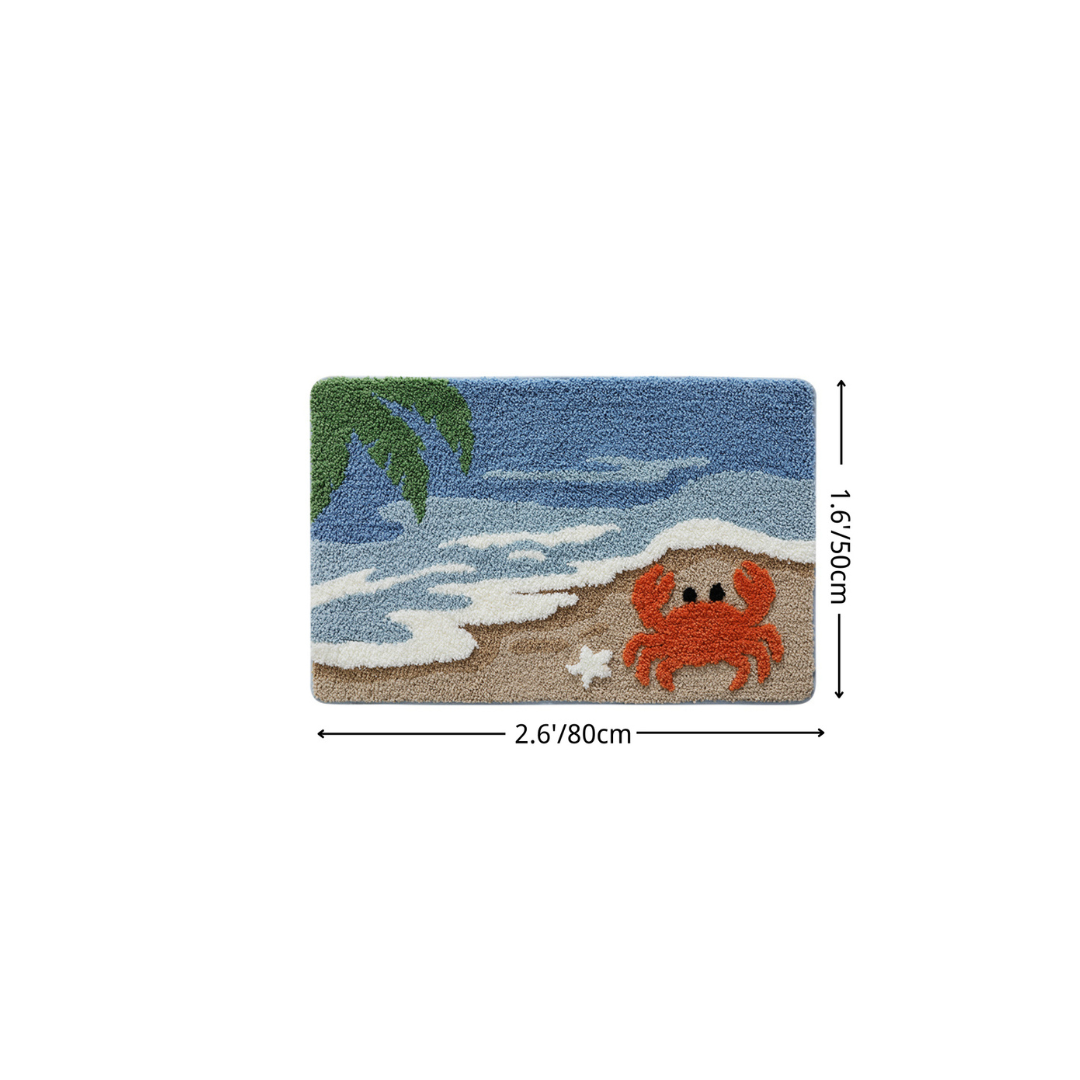 Shore Crab Walk Flocked Rug