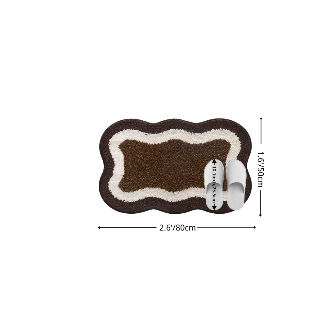 Brown Layered Outline Flocked Rug