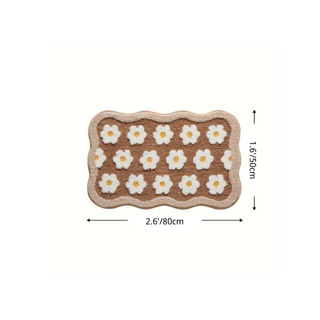 Boho Floral Daisy Flocked Rug