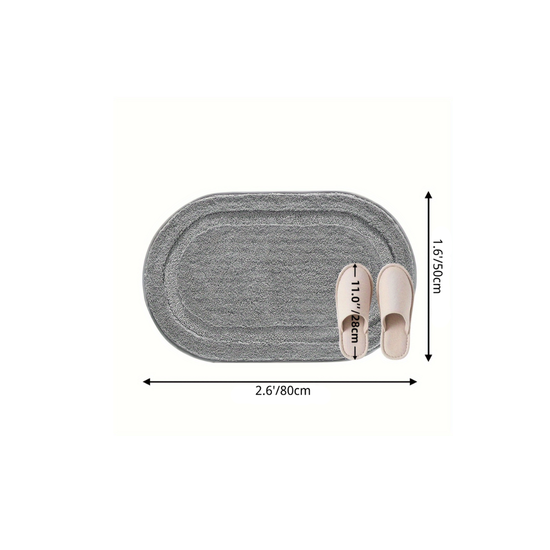 Solid Color Oval Flocked Rug