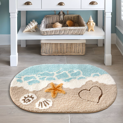 Coastal Wave Flocked Rug