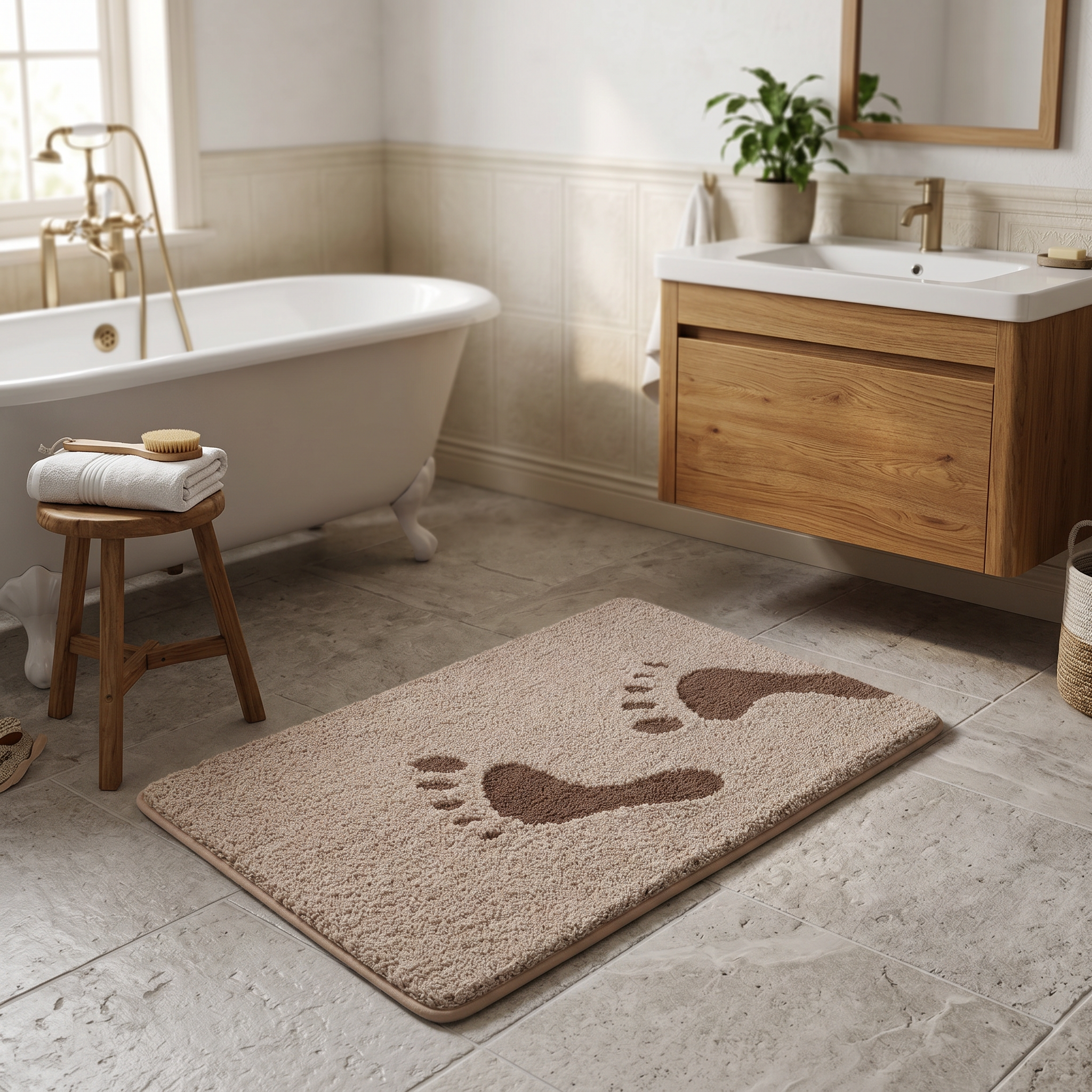 Strolling Moments Footprint Flocked Rug