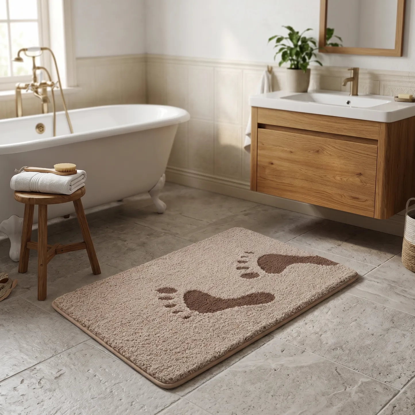 Strolling Moments Footprint Flocked Rug