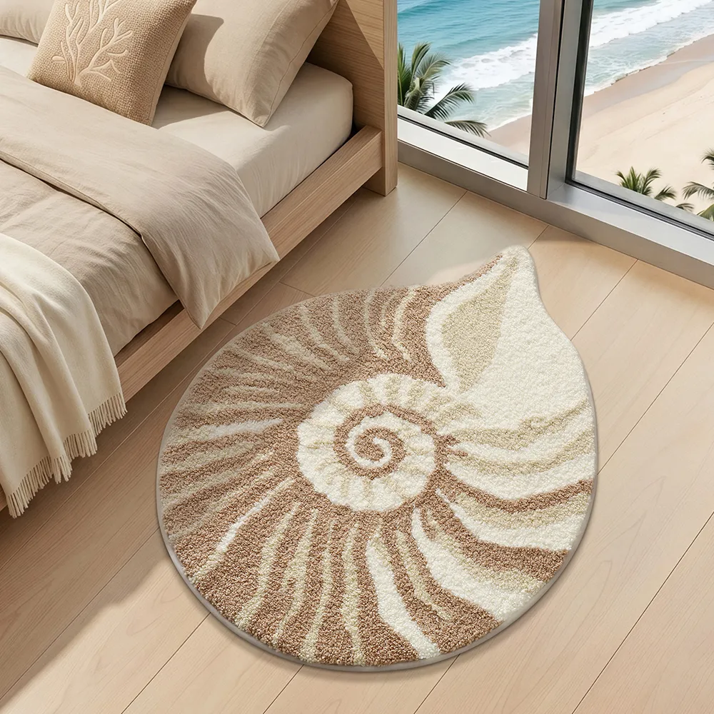 Coastal Spiral Conch Flocked Rug
