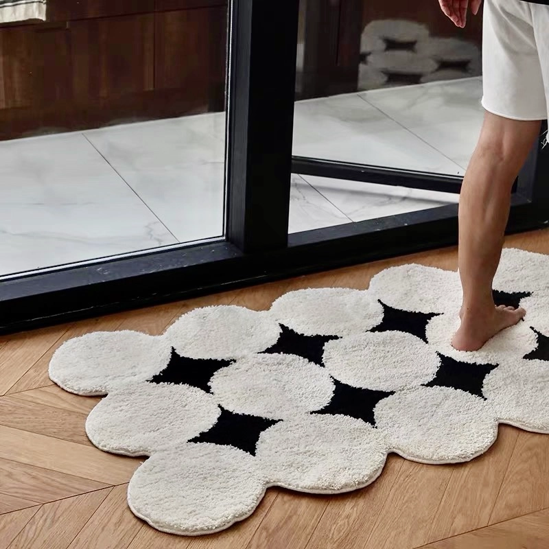 Black Starry Flocked Rug