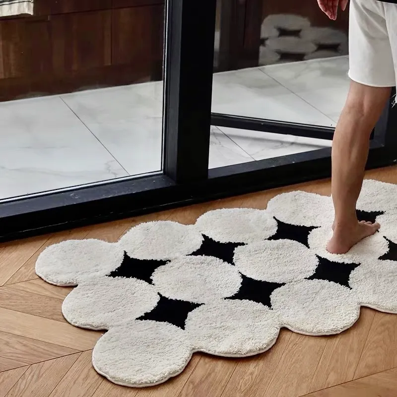 Black Starry Flocked Rug