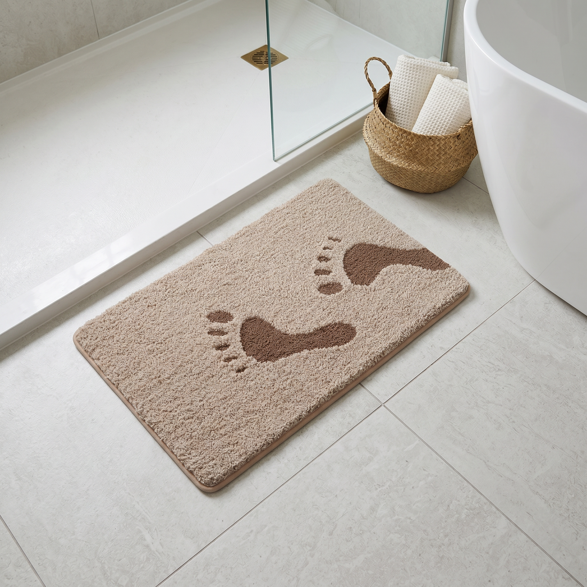 Strolling Moments Footprint Flocked Rug