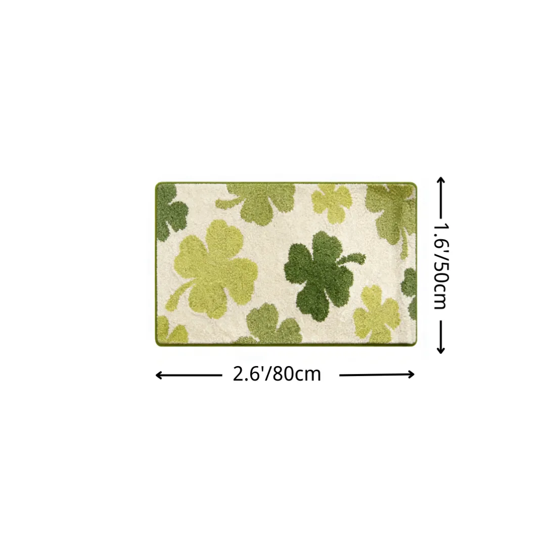 Vibrant Four-Leaf Clover Flocked Rug