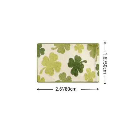 Vibrant Four-Leaf Clover Flocked Rug