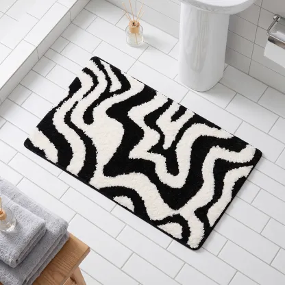 Modern Zebra Swirl Flocked Rug