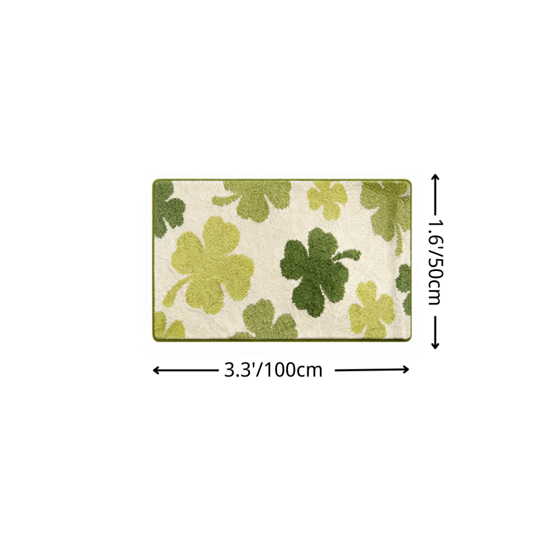 Vibrant Four-Leaf Clover Flocked Rug