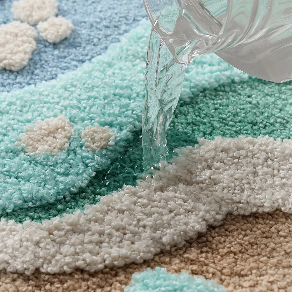 Coastal Seascape Flocked Rug